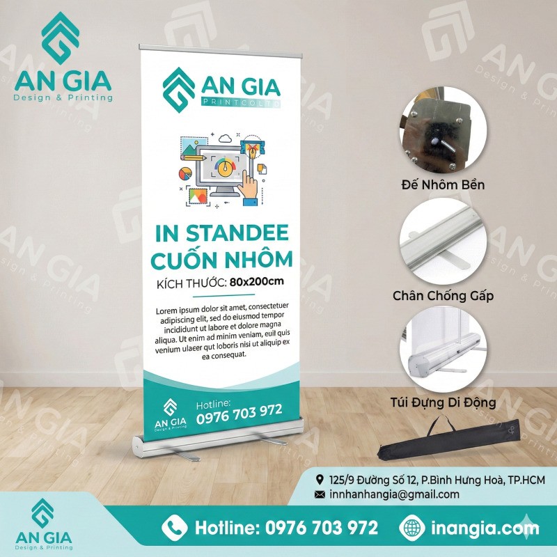 Standee Cuốn Nhôm Giá Rẻ – Kích Thước Chuẩn, In Ấn Chất Lượng